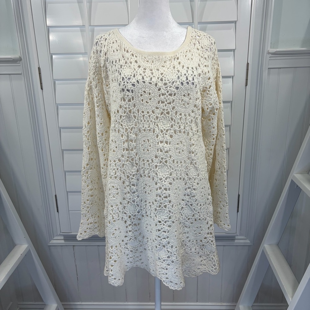 Ivory Crochet Swim Cover-up (M)
